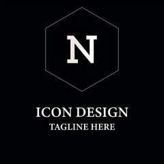 Letter N hexagon Silhouette logo