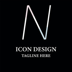 thin line sign n letter logo design