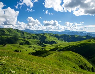 Fototapeta premium Lush mountain landscape under a vibrant sky