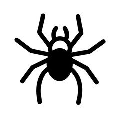 Black Spider Vector Icon – Creepy Crawling Gothic Symbol

