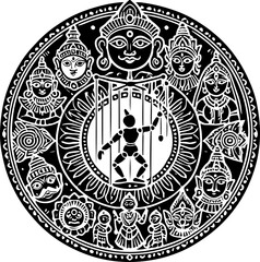 sketch vector silhouette illustration design icon logo symbol detail mandala ancient wayang character classic ethnic traditional