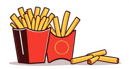 French fries vector, French fries illustration, Fries icon, Cartoon French fries, Fast food fries vector, Crispy fries illustration, French fries clipart, Fries in box vector, Vector fries icon, Hand-