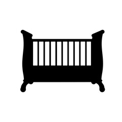 Baby Cot silhouette vector flat illustration design.