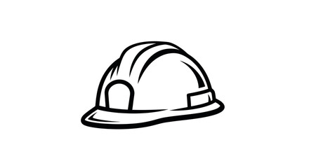 Fototapeta premium Detailed Outline of a Black and White Construction Helmet Vector Illustration on transparent Background