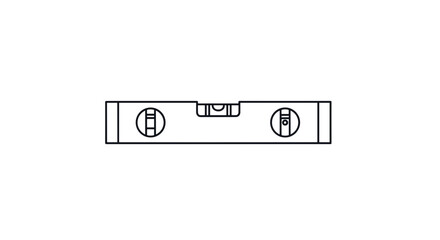 Blue Spirit Level Detailed Technical Outline on transparent Background a Tool for Precision Measurement and Carpentry Instrument in Minimalist Line Art Style