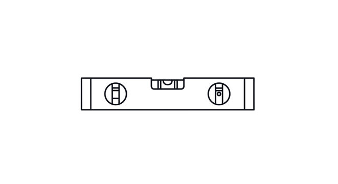 Blue Spirit Level Detailed Technical Outline on transparent Background a Tool for Precision Measurement and Carpentry Instrument in Minimalist Line Art Style