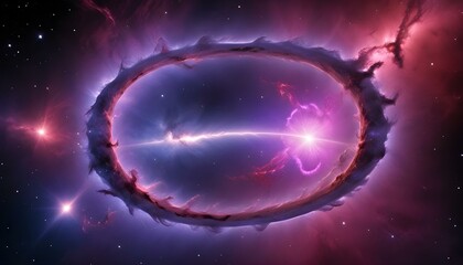 Stunning display of a cosmic ring formation radiating brilliant stellar light across the universe.
