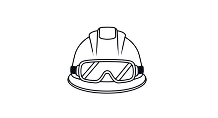 Fototapeta premium Construction Helmet and Goggles Line Art Safety Equipment in Blue on transparent Background