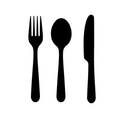 Spoon And Fork With Knife silhouette vector flat illustration design.