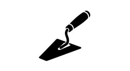 Black Trowel Vector Illustration on transparent Background Construction Tool and Masonry Equipment for Home Improvement and Repair
