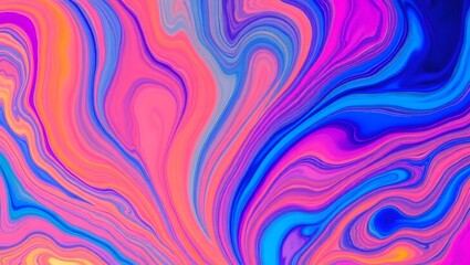 Obraz premium Vibrant Swirls of Pink, Blue, and Orange Abstract Liquid Art