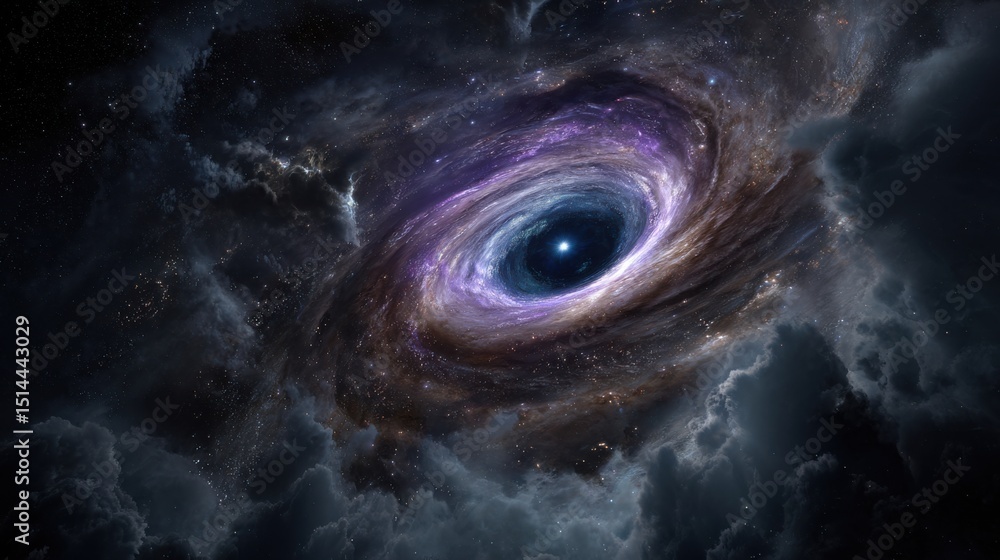 Poster mysterious cosmic portal: a captivating vision of the cosmos unfolds, featuring a dynamic swirling v