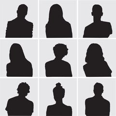 set of people profile silhouettes