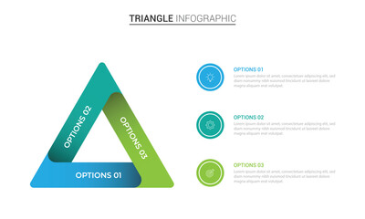 Business triangle diagram infographic design 3 steps on white background