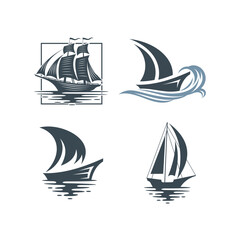 set of sailboat design collections