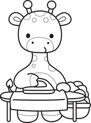 Outline of Cute giraffe animals with various activities.
Lineart of Funny sticker of Giraffe animal kids.