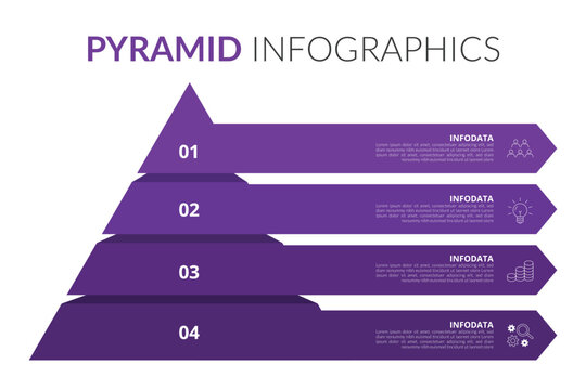 3D pyramid infographic template with 4 list, multipurpose layout vector for presentation, banner, brochure, flyer, etc.