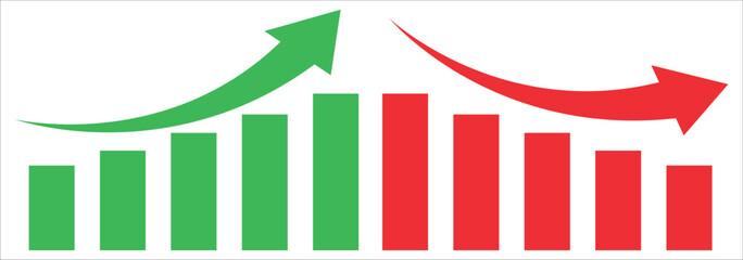 Graph icon set Graph icon . Growing bar graph increase and decrease flat icon isolated on a white background. 