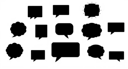 Speech bubble silhouette, Chat bubble icon, Talk bubble silhouette, Dialogue balloon, Comic bubble icon, Message bubble silhouette, Text bubble icon, Blank speech bubble, Outline speech balloon, Conve