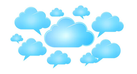 Cloud speech bubbles set, Cartoon cloud speech bubbles, Cloud chat bubbles vector, Comic speech bubble cloud, Speech bubble cloud icons, Cloud-shaped text bubbles, Hand-drawn cloud speech bubbles, Cut