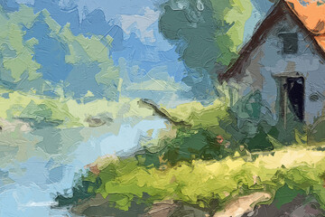 Various oil paintings, flowers, cat and dog landscapes, streams, chrysanthemums, lotus leaves, lotus flowers, beautiful scenery