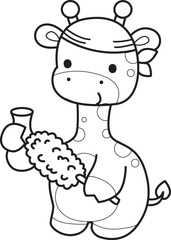 Outline of Cute giraffe animals with various activities.
Lineart of Funny sticker of Giraffe animal kids.