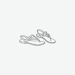 Minimalist Sandals Vector Illustration on White Background – Clean Footwear Design