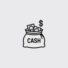 Simple Line Art Icon of Dollar Money Bag Symbolizing Wealth, Capital Investment, Business Revenue, and Economic Growth in Financial Transactions