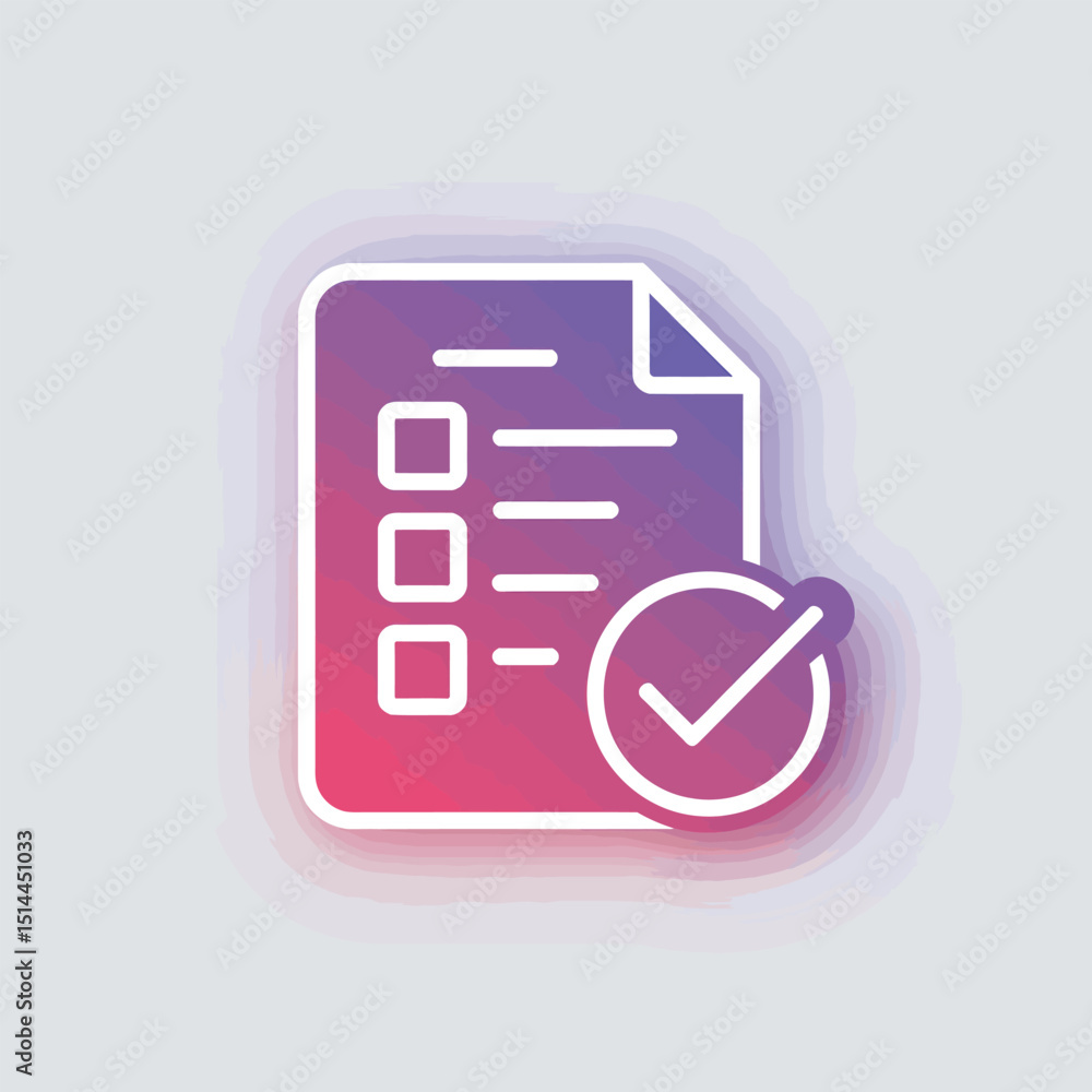 Poster modern colorful document with checklist boxes and large check mark representing task completion and 