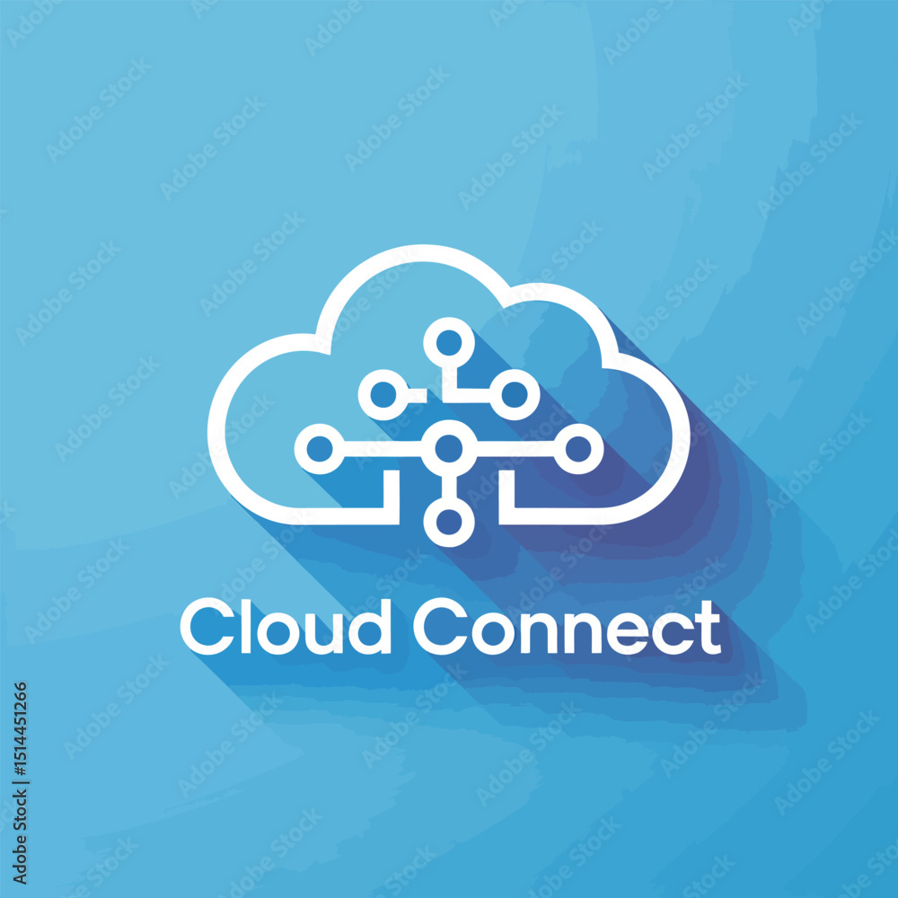 Poster blue gradient cloud icon with digital circuit board connections representing cloud computing, data i