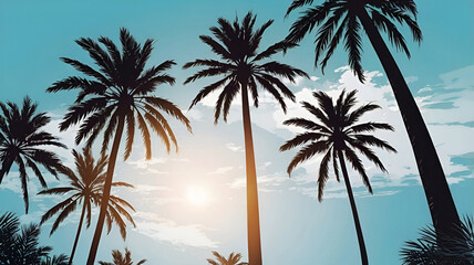 Obraz premium palm trees at sunset