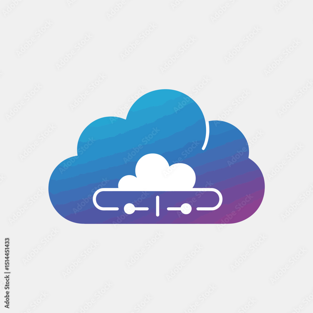 Poster gradient cloud icon representing server connection, data sync, and modern digital infrastructure for