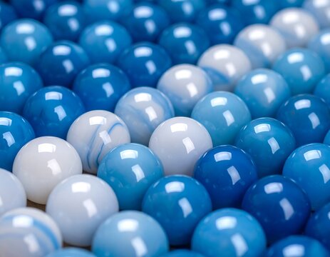 Blue and white glossy balls