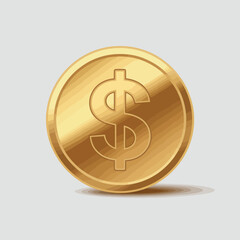 Realistic Gold Dollar Coin Symbolizing Financial Wealth, Currency Investment, and Monetary Success in Banking, Trading, and Business Economic Contexts