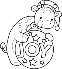Outline of Cute giraffe animals with various activities.
Lineart of Funny sticker of Giraffe animal kids.