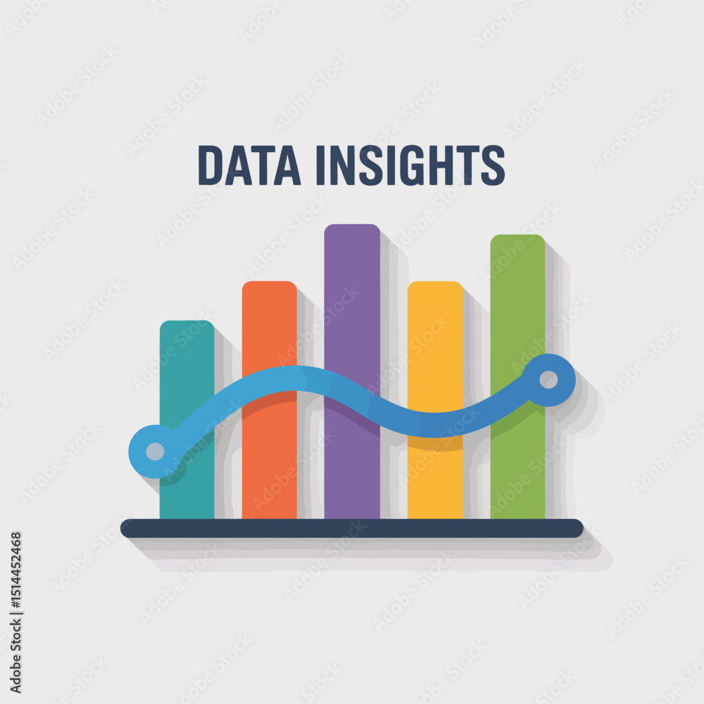 Poster data visualization bar chart with line graph showing business growth, performance monitoring, and st