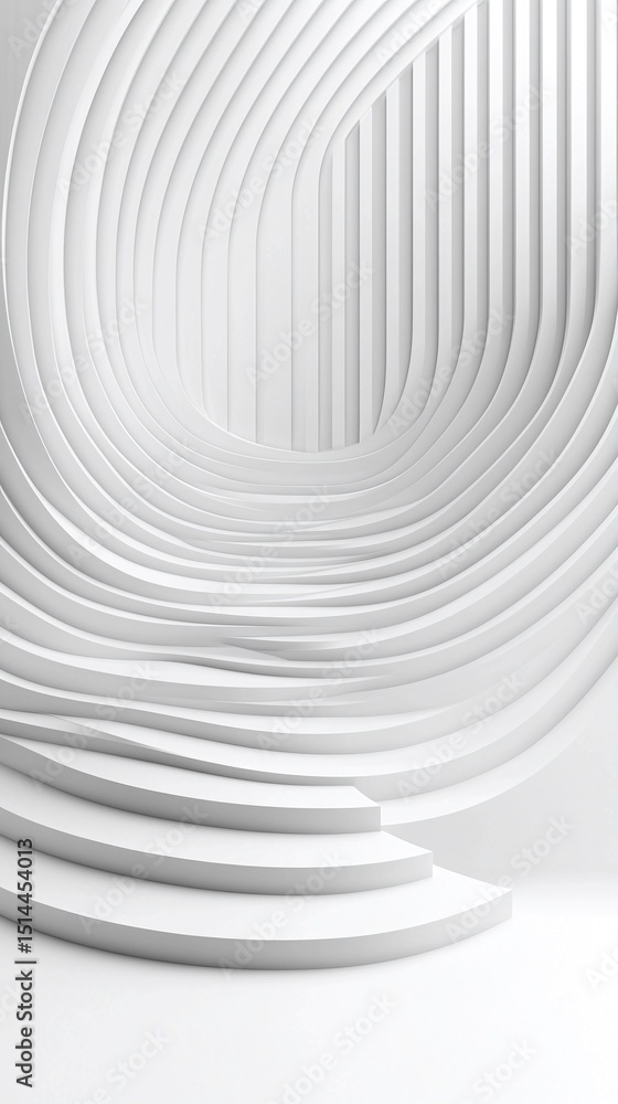 Poster abstract minimal white 3d lines and curves