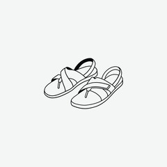 Minimalist Sandals Vector Illustration on White Background – Clean Footwear Design