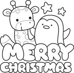 Outline of Cute giraffe animals with various activities.
Lineart of Funny sticker of Giraffe animal kids.