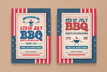 4th of July BBQ Party Flyer Template