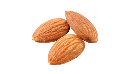 Close-Up of raw, vibrant brown Almonds isolated on transparent background png