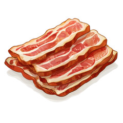 Flat style illustration of bacon, isolate on white background cutout png