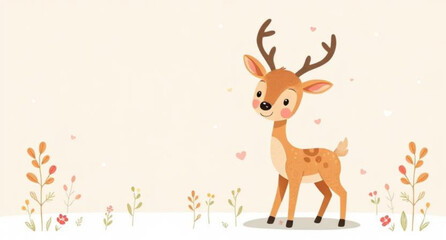Deer cartoon, Cute deer illustration, Baby deer cartoon, Funny deer character, Forest deer cartoon, Cartoon reindeer, Bambi-style deer, Smiling deer cartoon, Happy deer drawing, Adorable deer vector, 