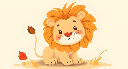 Obraz premium Lion animated cartoon for kids, Cute lion cartoon, Baby lion animation, Funny lion for children, Lion cub cartoon vector, Jungle lion cartoon, Happy lion illustration, Friendly lion character, Lion fo