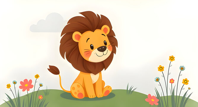 Lion animated cartoon for kids, Cute lion cartoon, Baby lion animation, Funny lion for children, Lion cub cartoon vector, Jungle lion cartoon, Happy lion illustration, Friendly lion character, Lion fo
