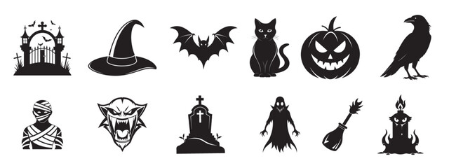 Halloween silhouette icon vector illustration Halloween silhouette icon vector