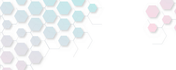 Soft Blue and Pink Gradient Honeycomb Design for Medical, Technology, Science, Healthcare, UI Templates, Abstract Presentations, and Clean Web Layouts. Pastel Hexagon Pattern Vector Background.
