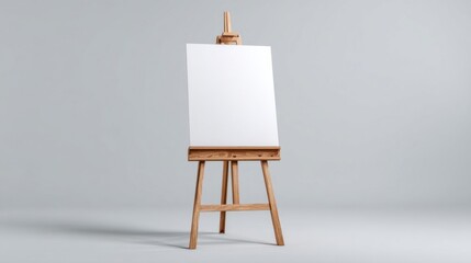Simple wooden easel board mockup designed for showcasing artwork or promotional materials in a minimalist setting on a gray background