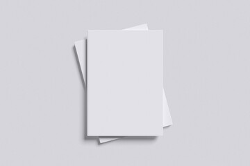 White Front and Back View of Vertical Book With Grey Background Color For Mockup Template