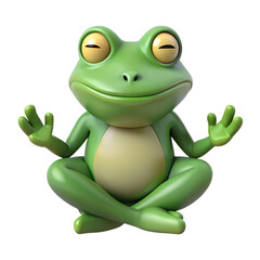 3D Green cartoon frog character smiling on a white background